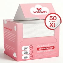 MOROVAN Disposable Face Towels Extra Large Cotton Facial Tissues for Sensitive Skin 50 Count