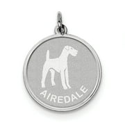 Sterling Silver Rhodium-plated Airedale Disc Charm QC2671