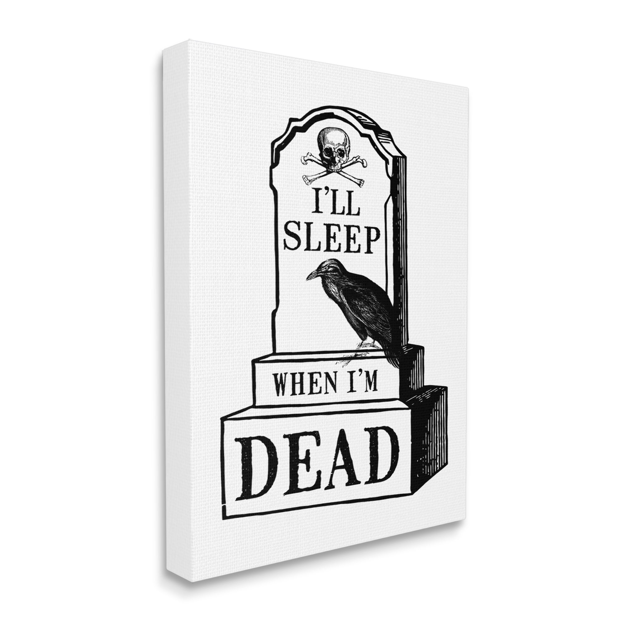 Stupell Industries Sleep When Dead Phrase Holiday Painting Gallery Wrapped Canvas Print Wall Art, 16 x 20