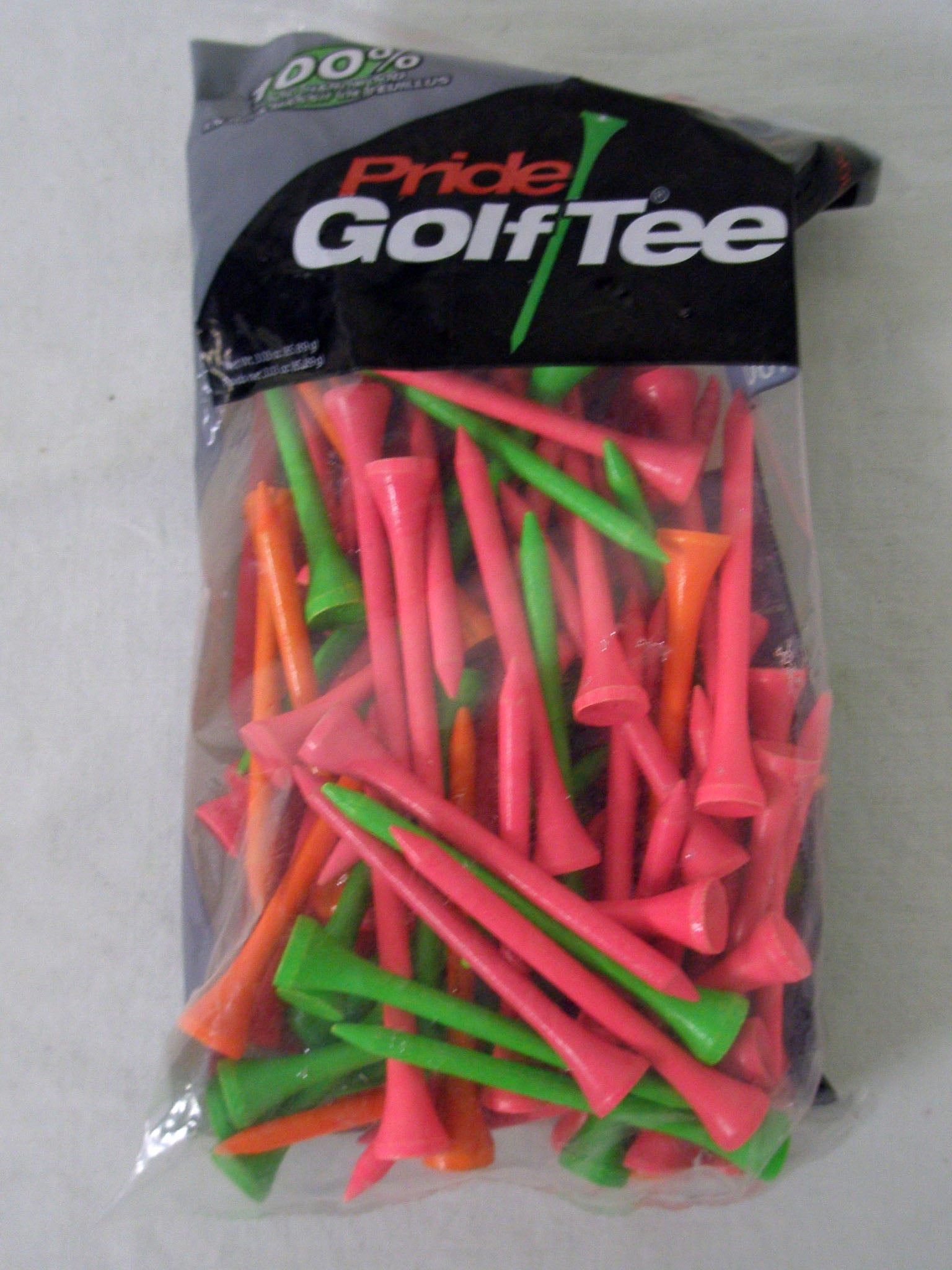 Pride Golf Tee, 2.12 inch Deluxe Tee, 125 Count, Citrus Mixed Colors