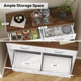 thumbnail image 6 of Daluvenix Double Tilt Out Trash Can Cabinet for 2 Bins,Hidden Trash Bin Storage Cabinet with Hideaway Drawers,Pet Proof Trash Can Holder for 2 x 10 Gallon , Kitchen, Dining Room, Living Room, White, 6 of 9