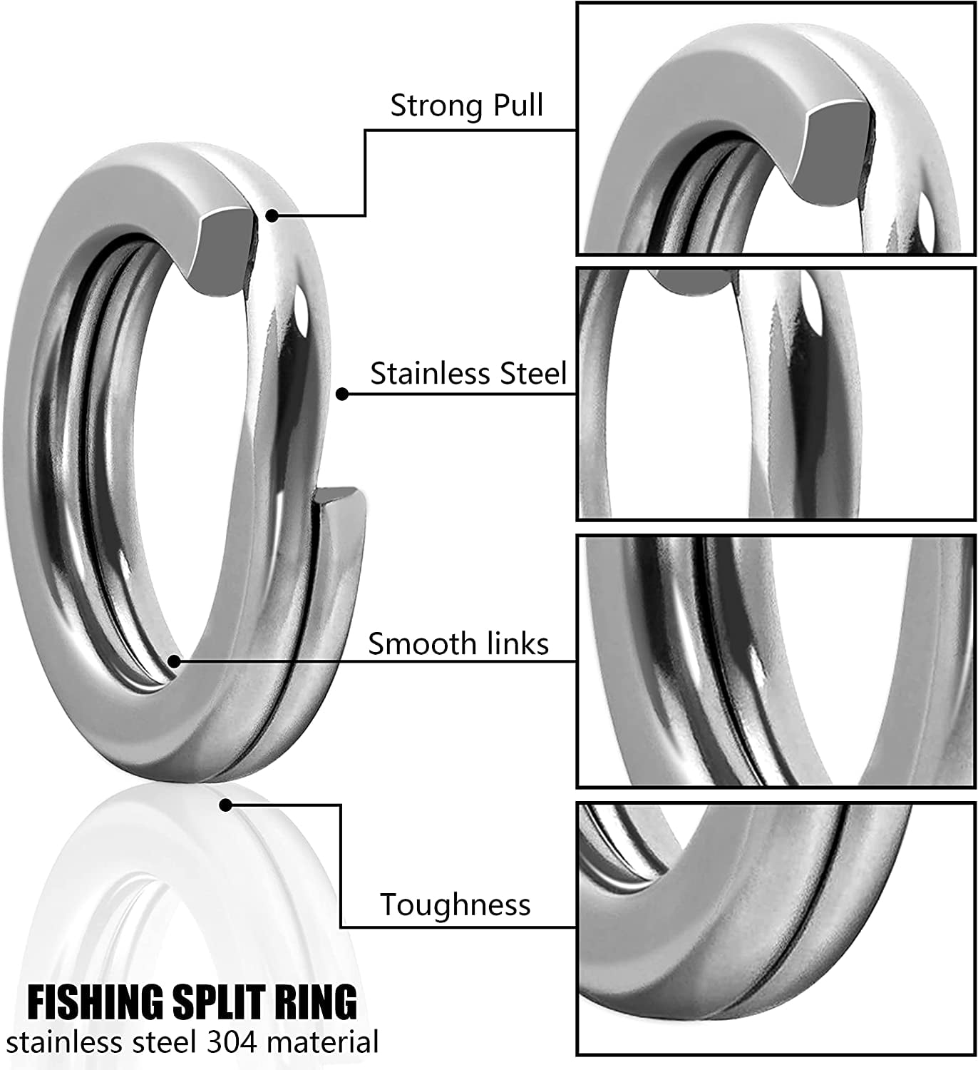 170pcs Inline Single Hooks Kit Single Replacement Inline Circle Hooks with Split Rings for Hard Lures Baits Freshwater Saltwater Fishing Tackle