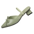 thumbnail image 2 of Samdudou Dress Shoes for Women Elegant Closed Pointed Toe Low Block Heel Slip On Mules Delicate Bow Accent Elastic Ankle Strap Office Work Pumps Evening Party Footwear, 2 of 9