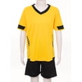 thumbnail image 3 of inlzdz Kids Boys Girls Soccer Uniform Football Basketball Training Outfits Short Sleeve T-Shirt and Yellow 28, 3 of 7