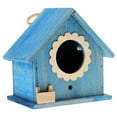 thumbnail image 4 of Qumonin Outdoor Cedar Bird House for Hanging Garden Decor with Water Drinker - Blue, 4 of 5