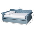 thumbnail image 6 of Baxton Studio Abbie Light Blue Velvet Upholstered and Crystal Tufted Queen Daybed with Trundle, 6 of 13