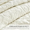 thumbnail image 4 of EVERGRACE Luxury Pearl Velvet Quilt Set King Size 3 Pieces, Soft Paisley-Stitch Velvet Comforter Set with Pillow Shams, Lightweight Bedspread Coverlet Bedding Set, Ivory White, 4 of 8