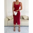thumbnail image 5 of Slim-fit sexy knitted slip dress with slit, 5 of 7