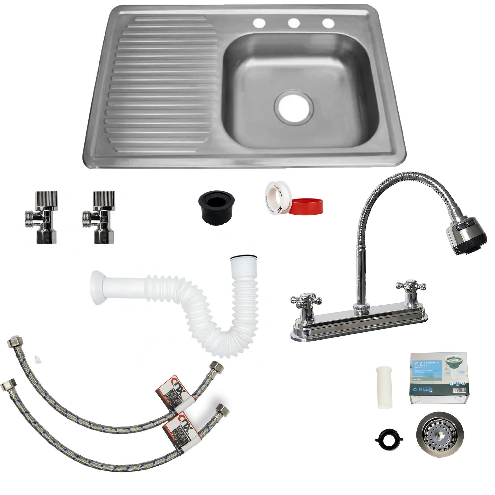 Kit Completo De Tarja Con Mezcladora Flexible Para Cocina CNX KIT 009 TSEI8050 Walmart en linea