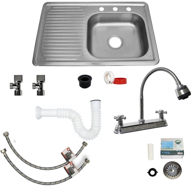 Kit Completo De Tarja Con Mezcladora Flexible Para Cocina CNX KIT-009 TSEI8050