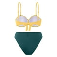 thumbnail image 5 of OSFVNOXV Yellow Bikinis for Women Backless Push Up Bra Bikini Top Soft Padded Small Cups and Swimwear Bottom Summer Beachwear, 5 of 8