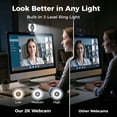 thumbnail image 3 of 2K Webcam with Adjustable Ring Light & Fast PDAF Autofocus, USB Computer Camera with Noise-Canceling Microphones and Privacy Cover for Video Calls, Meetings, Online Classes & Streaming, 3 of 11