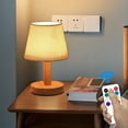 thumbnail image 5 of xgfhyjeh Solid Wood Small Table Lamp for Bedroom Contemporary Bedside Side End Led Table Lamp Modern Natural Fabric Nightstand Light Home Office Room Indoor Decor Decoration,Linen, 5 of 6