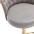 thumbnail image 6 of Bar Stools Set of 2, Swivel Counter Height Bar Stools with Adjustable Height and Footrest, Button Tufted Back Bar Chairs with Nail Trim Decoration for Home Bar Kitchen Island Cafe Pub, Gray, 6 of 9