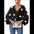 thumbnail image 2 of Blusa Holgada de Larga con Cuello Semiabierto y Lunares Franceses para Mujer Lunares Negros XXL, 2 of 10