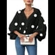 thumbnail image 2 of Blusa Holgada de Larga con Cuello Semiabierto y Lunares Franceses para Mujer Lunares Negros M, 2 of 10
