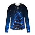thumbnail image 3 of Brondbend Tops for Men Christmas Men's a Shirts Long Sleeves Crewneck Pullover Print Comfy Trendy Blouse Loose Fit Daily Clothes Blue, 3 of 4