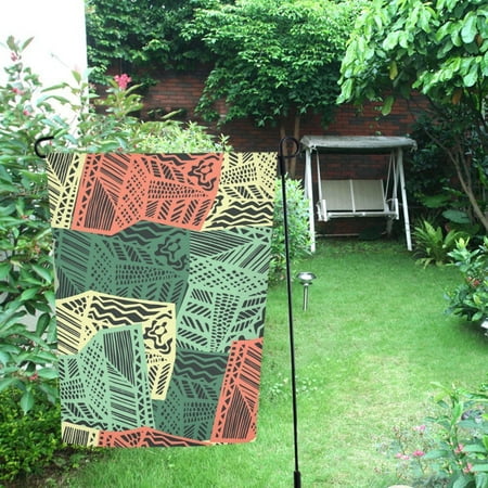 MYPOP Tribal Yellow Orange Brown Blue Striped Pattern Garden Flag For Patio, Lawn and Garden 28x40