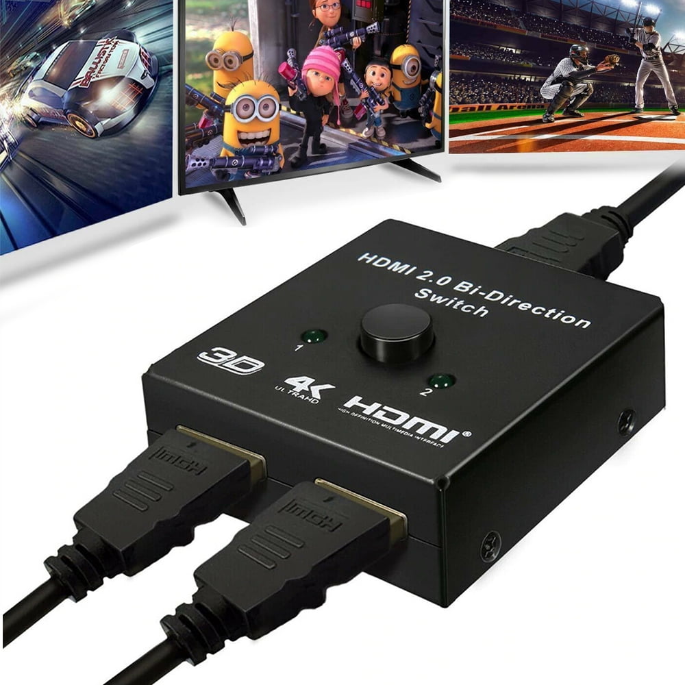 HDTV/Blu-Ray/DVD/DVR Player usw. PS4 HDMI Switch Aluminium Ippinkan HDMI Splitter Bi-Direction 2 In 1 oder 1 In 2 Manuell HDMI Switcher Unterstützt HD 4K 3D 1080P für Xbox