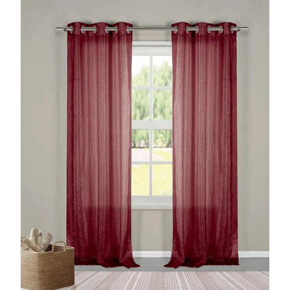 Metallico Faux Linen Grommet Window Curtain Set