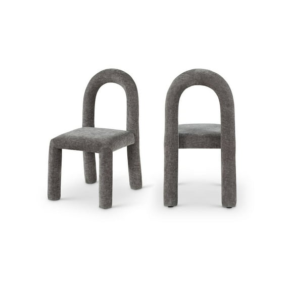 Meridian Furniture Amari Grey Chenille Fabric Dining Chair, Set of 2