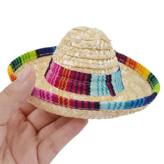 OAVQHLG3B Dog Hat Multicolor Dog Cat Straw Sombrero Hat Pet Adjustable Buckle Costume Multicolor