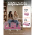thumbnail image 3 of KFFKFF Metal Storage Trunk, Set of 2, Wooden Suitcase Storage Boxes with Padlocks, Large Trunk Includes Casters and 3 Metal Handles, Decorative Store Chest with Lids for Travel, Pink, 3 of 9