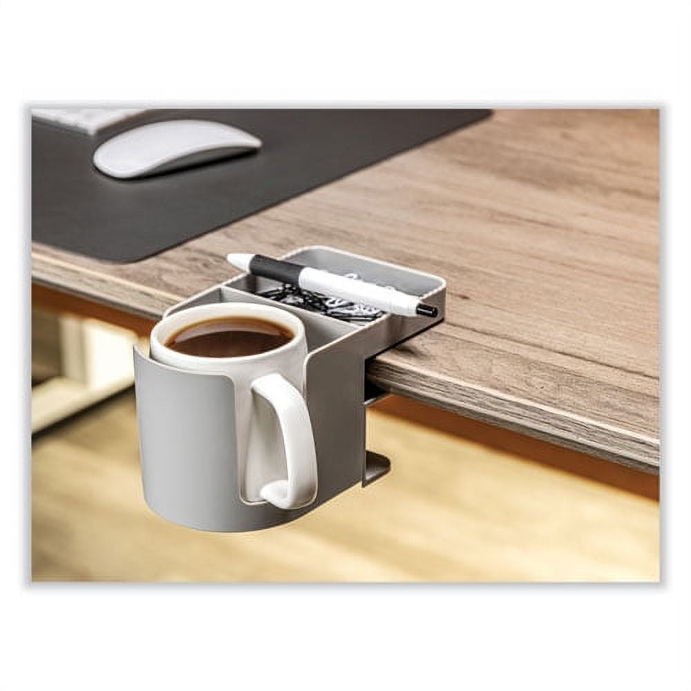 Standing Desk Cup Holder Organizer, Two Sections, 3.94 x 7.04 x 3.54, Gray | Bundle of 10 Each