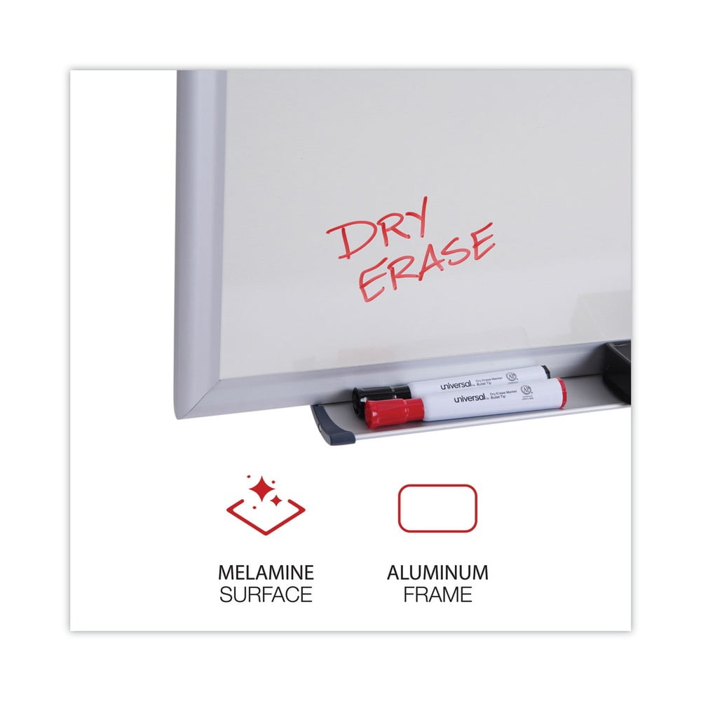 Universal Dry Erase Board, Melamine, 24 X 18, Aluminum Frame