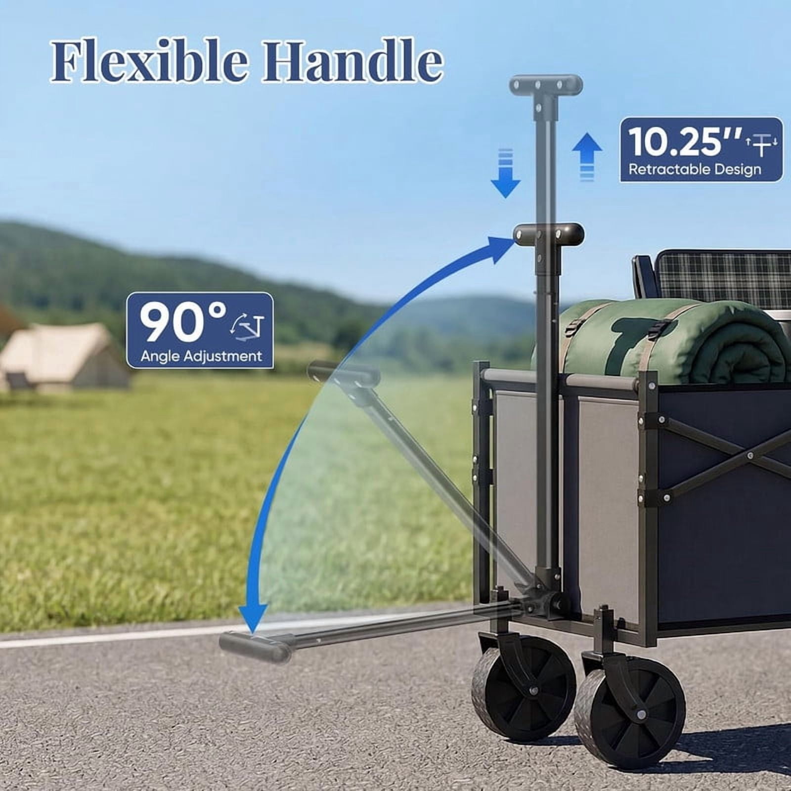 Simenmax Heavy Duty Collapsible Wagon Cart, 220 lbs Capacity All-Terrain Folding Wagon Portable Gear Cart for Camping, Beach, Gardening, Grocery Shopping, Gray