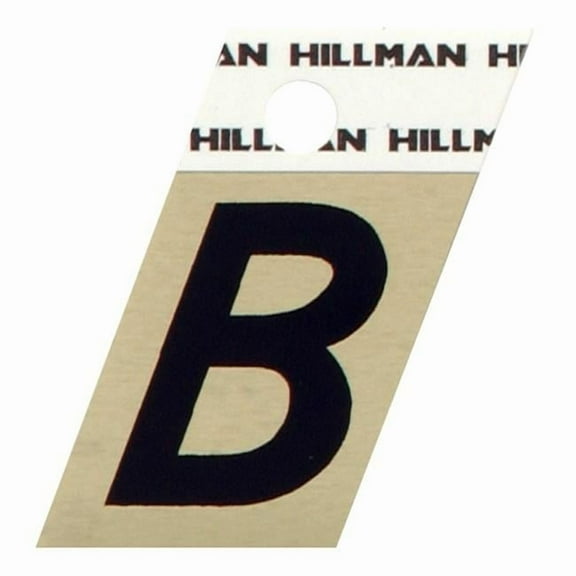 Hillman Group 840496 1.5 in. Black & Gold Glossy Aluminum Angle-Cut Adhesive Letter - B - 6 Piece