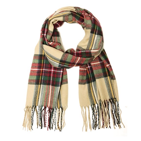 Wrapables® Plaid Long Scarf Wrap with Fringe, Red and Green