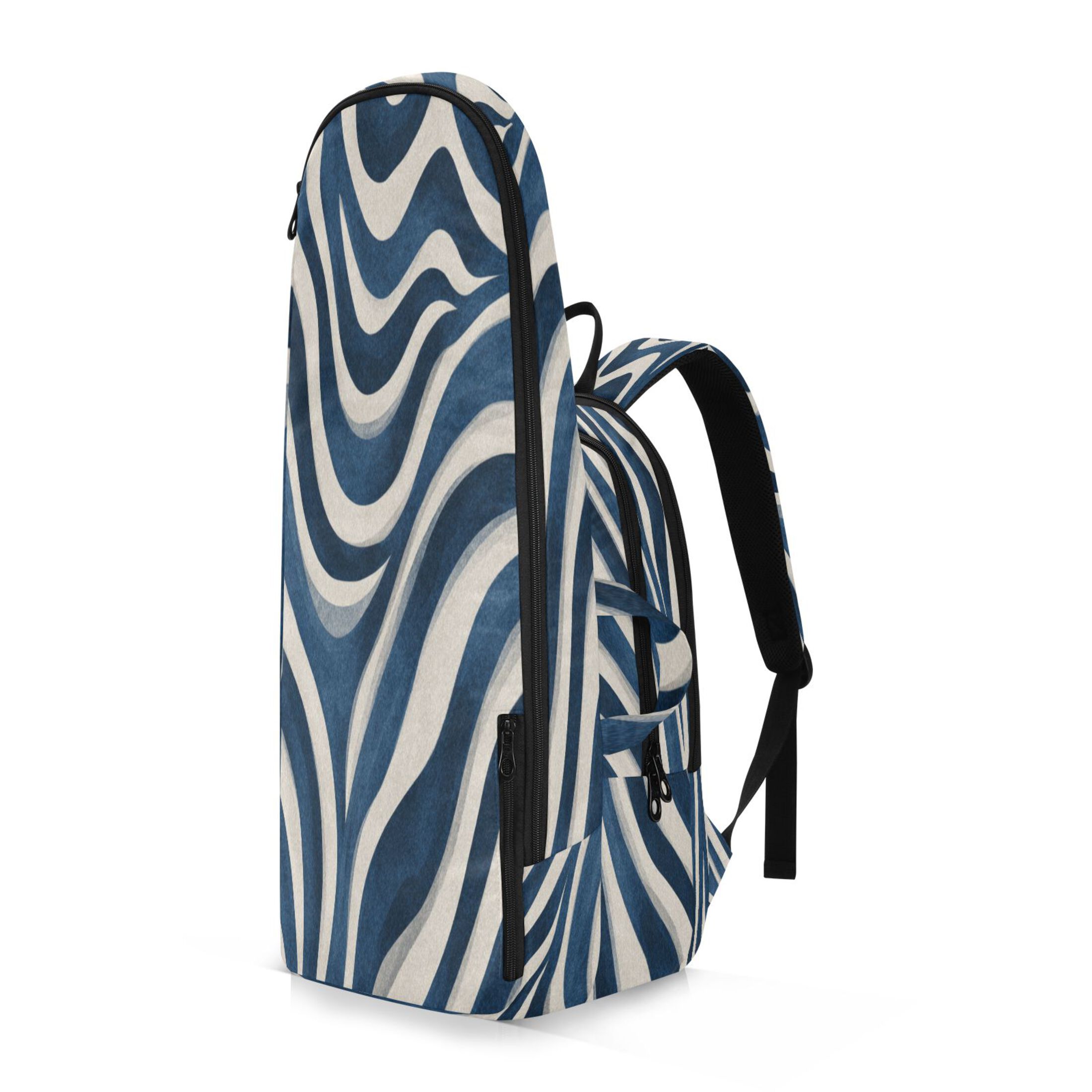 2 Racquet Holder Tennis Backpack Tennis Racket Covers Gym Bags Dark Blue Zebra Stripes