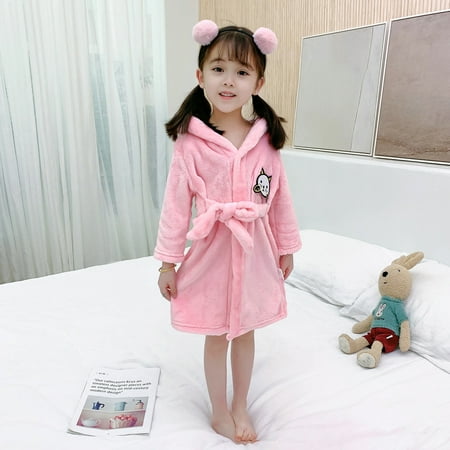 

WZHKSN Sweater For Child Children Toddler Baby Kids Girls Printed Hooded Robes Bathrobe Sleepwear Clothes Coat