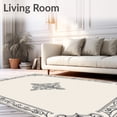 thumbnail image 2 of ODIKA 3'x5' Machine Washable Non-Slip Area Rug, Classic Rococo Damask Motif with Faded Ornamental Borders High Traffic Rug, Beige, 659907, 2 of 7