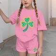 thumbnail image 4 of NAISIBABY Girls St Patrick's Day Outfit Set, Graphic Short Sleeve T-Shirt and Shorts 2-Piece Casual Fashion Festival Clothes Pink 4T, 4 of 6