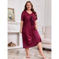 thumbnail image 2 of FEREMO Nightgowns for Women Plus Size Short Sleeve Nightshirts V Neck Sleepwear 1X-5X, 2 of 5