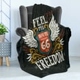 thumbnail image 4 of Motorcycle Soft Flannel Fleece Throw Blanket, Biker Motto Feel the Freedom Grunge Hand Drawn Illustration American Culture, Cozy Plush for Indoor and Outdoor Use, 50" x 60", Multicolor, by Ambesonne, 4 of 5