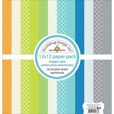 doodlebug petite prints double sided cardstock 12 x12 12 pk dragon