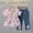Pink, variant on Zpanxa Girls 2 Piece Denim Pants Set Short Sleeve Peter Pan Collar Tops with Matching Relaxed Fit Long Jeans Floral Print Casual Comfy Outfits for Little Girls Daily Play