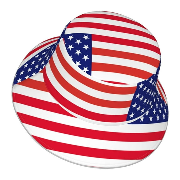America Flag Patriotic Bucket Hat Stripe Beach Fisherman Hats For Women Men Reversible Double-Side-Wear With Reflective