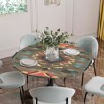 thumbnail image 5 of Vintage Southwest Round Tablecloth for 36-44 Inch Tables, Fitted Table Cover with Elastic Edge, Ethnic Modern Geometric Waterproof Outdoor Table Cloth Protector for Patio Garden Dinner Picnic, 5 of 9