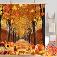 thumbnail image 3 of Fall Forest Maple Leaves Thanksgiving Shower Curtain, Halloween Pumpkin Autumn Forest Bathroom Accessories, Rustic Farmhouse Harvest Fabric Shower Curtain for Bathroom Decor, Orange Yellow, 72X72in, 3 of 5