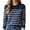 Blue, variant on Womens Striped Crew Neck Pullover Sweater Lined Long Sleeve Tunic Top Beige L