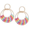 thumbnail image 1 of Raffia Hoop Earrings for Women Girls Fun Boho Summer Beach Earrings Lightweight Handmade Straw Wicker Rattan Dangle Earrings Statement Geometric Round Drop Earrings, 1 of 5
