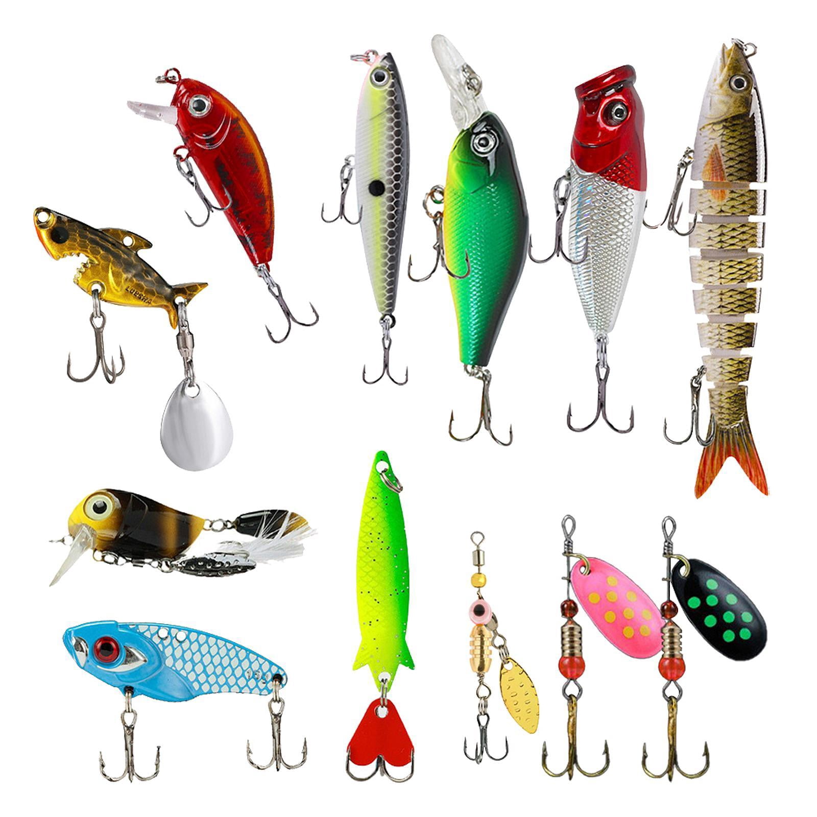 Wswqop 12x Fishing Lures, Hard Baits, for Saltwater Freshwater Fishing Tackle Simulated