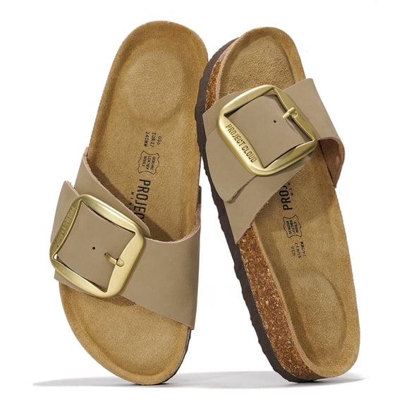 Sandalias Mykonos de Project Cloud color beige para mujer, de cuero y confort