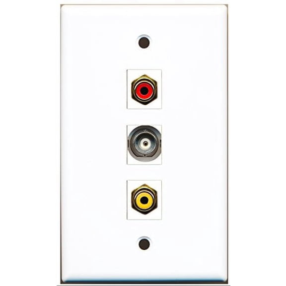 RiteAV - 1 Port RCA Red and 1 Port RCA Yellow and 1 Port BNC Wall Plate