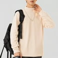 thumbnail image 4 of Miluxas Knit Pullover for Men Pure Solid Color Blouses Long Sleeve Simple T-Shirts Vintage Retro Tops Fall Winter Warm Top Khaki, 4 of 6