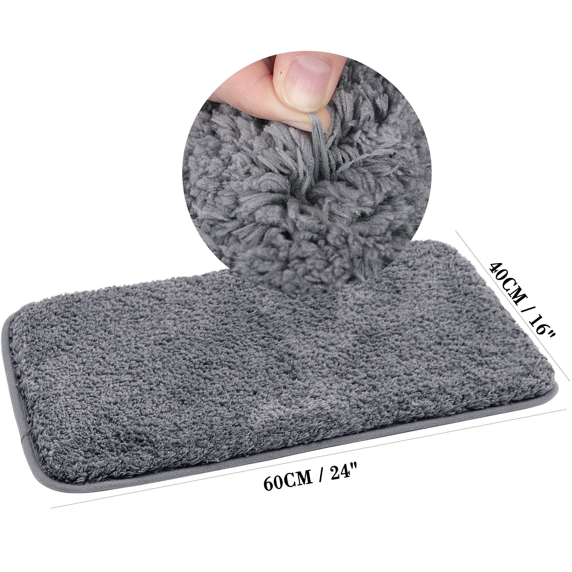 Unique Bargains Bathroom Shaggy Bath Mat Fluffy Non-slip Door Floor Rug Dark Gray 16" x 24"